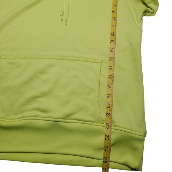 Under Armour Sweater Men's Large Green Neon Hoodie Pockets Sweatshirt Pullover - Picture 5 of 6